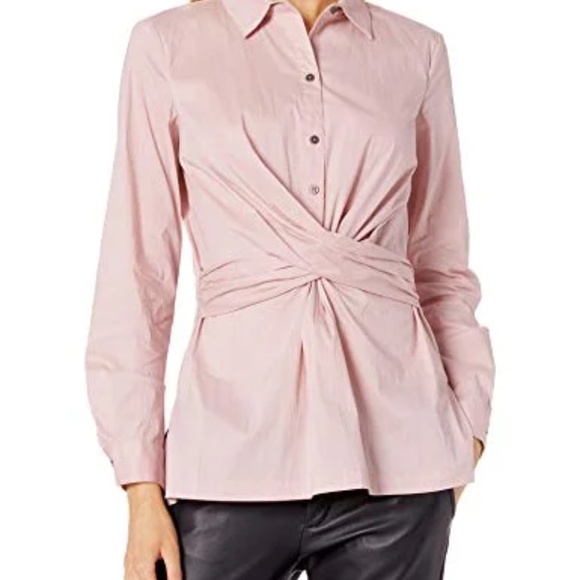 Kenneth Cole Rose Petal Cross Over Waist Pullover Stretch Blouse  Size 12 - Picture 1 of 6